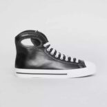 Burberry Men Porthole Detail Leather High-top Sneakers-Black
