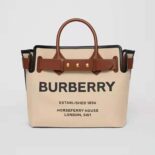 Burberry Women Horseferry Soft Cotton Canvas Belt Tote Bag