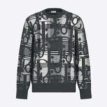 Dior Men Oblique Sweater with Tartan Motif Gray Wool Jacquard