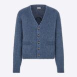 Dior Men Peter Doig Cardigan Blue Technical Mohair and Wool Brushed Jersey
