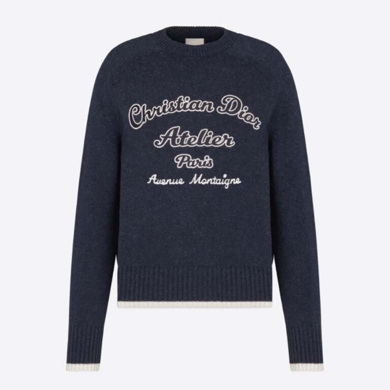 Dior Women Christian Dior Atelier Sweater Blue Wool Jersey