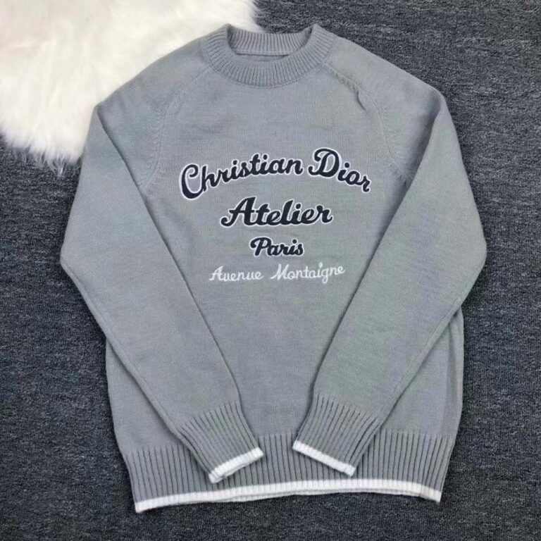 Dior Women Christian Dior Atelier Sweater Gray Wool Jersey