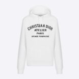 Dior Women Oversized 'Christian Dior Atelier' Hooded Sweatshirt White Cotton Fleece