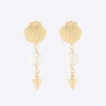 Dior Women Sea Garden Earrings Gold-Finish Metal and White Resin Pearls