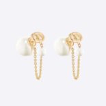 Dior Women Tribales Earrings Gold-Finish Metal and White Resin Pearls