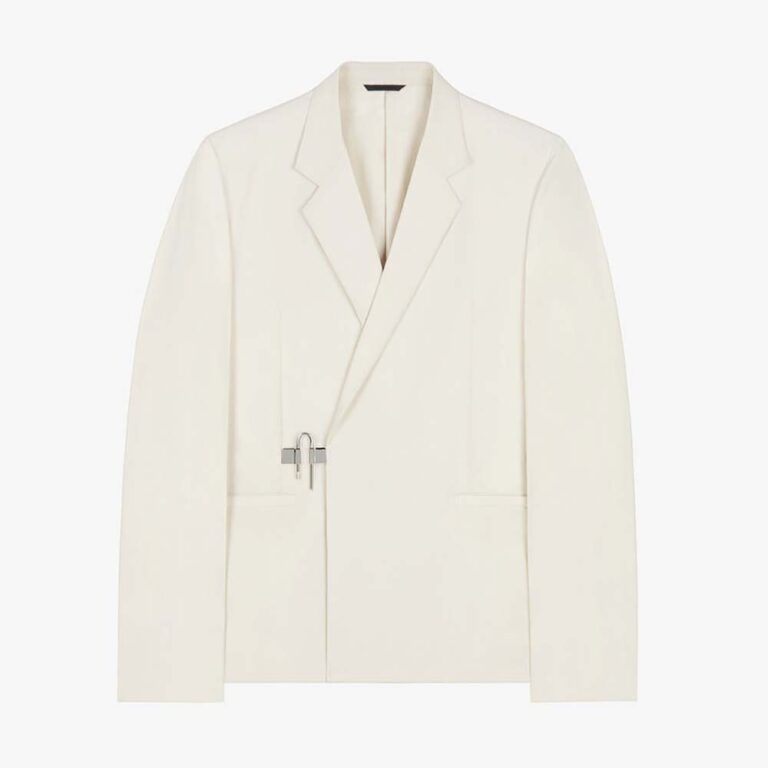 Givenchy Men Slim Fit Jacket in Lightweight Wool with Padlock