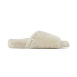 Jimmy Choo Women Acinda Slipper Natural Shearling Slippers with Crystal and Pearl Detailing
