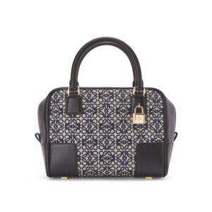 Loewe Women Amazona 19 Square Bag in Jacquard and Calfskin-black