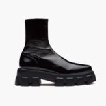 Prada Women Monolith Pointy Technical Patent Leather Booties