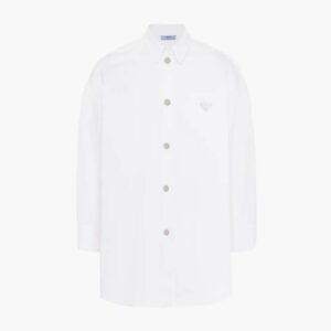 Prada Women Oversized Organic Denim Shirt-White