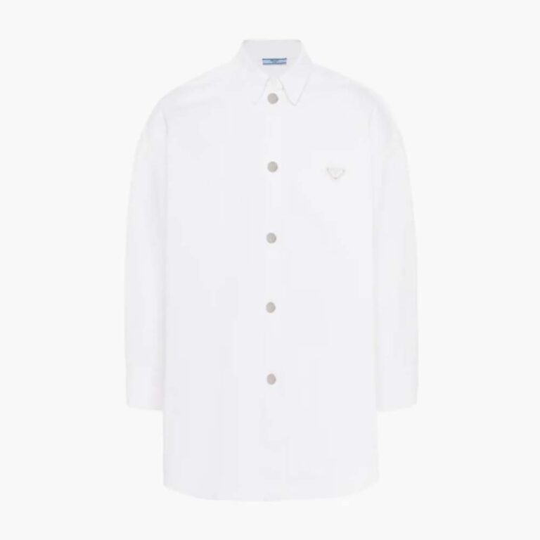 Prada Women Oversized Organic Denim Shirt-White