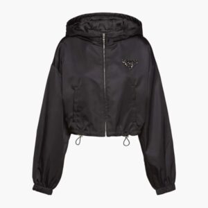 Prada Women Re-Nylon Hooded Jacket-Black