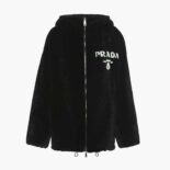 Prada Women Reversible Gabardine and Shearling Jacket-Black