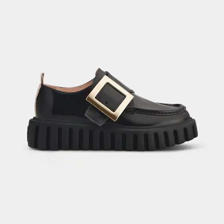 Roger Vivier Women Viv Go-Thick Metal Buckle Loafers in Patent Leather