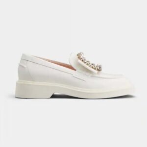 Roger Vivier Women Viv' Rangers Strass Buckle Loafers in Leather