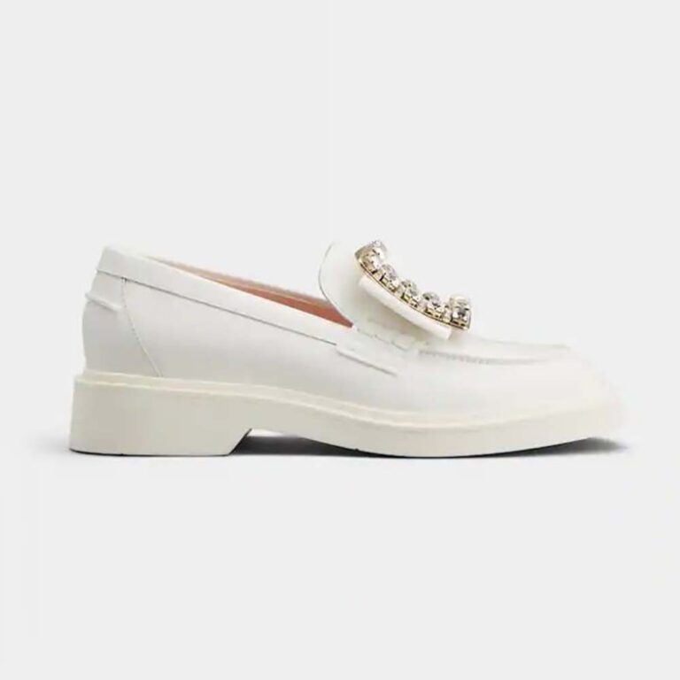 Roger Vivier Women Viv' Rangers Strass Buckle Loafers in Leather