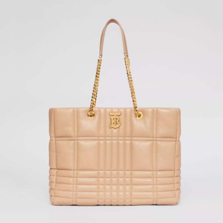 Burberry Women Medium Quilted Lambskin Lola Shopper Bag-Sandy