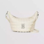 Burberry Women Small Quilted Lambskin Crescent Lola Bag-White