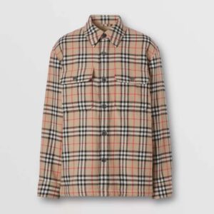 Burberry Women Vintage Check Wool Cotton Overshirt