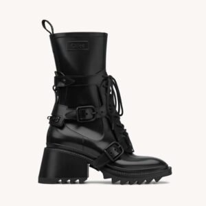 Chloe Women Harnessed Betty Rain Boot in PVC-Black