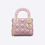 Dior Women Mini Lady Dior Bag Pearlescent Cannage Lambskin