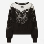 Dolce Gabbana D&G Women Jersey Sweatshirt with Tulle and Macrame Details
