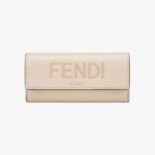 Fendi Women Continental Pink Leather Wallet Fastened with a Snap Button-white