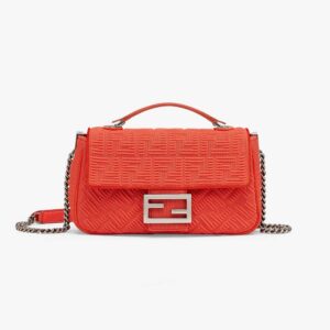 Fendi Women Midi Baguette Chain FF Fabric Bag