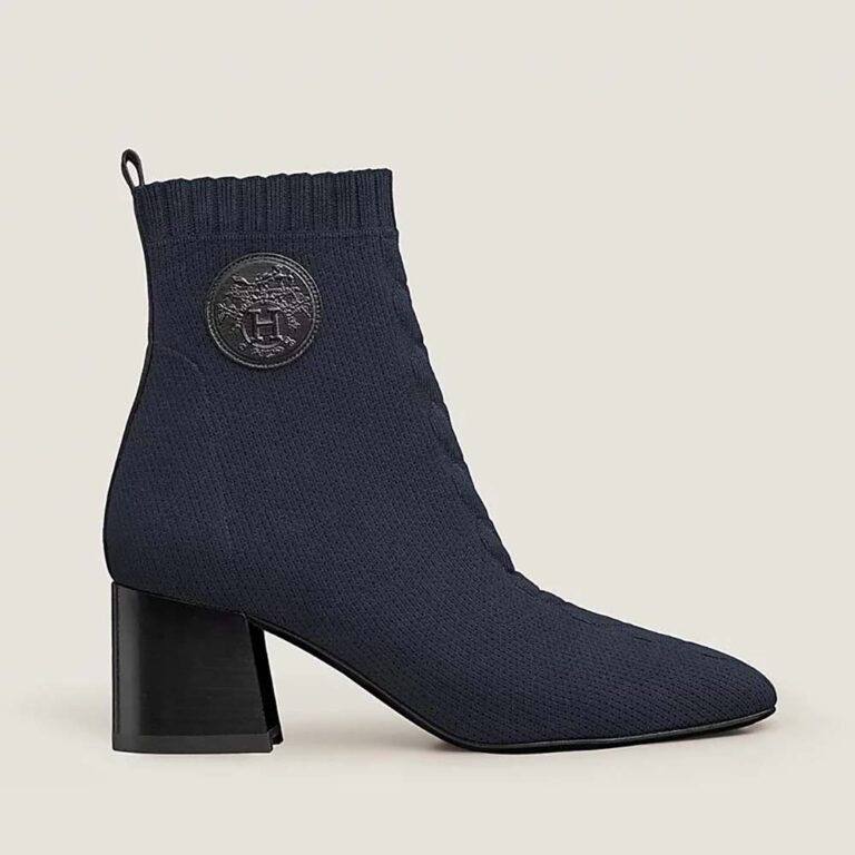 Hermes Women Volver 60 Ankle Boot in 7cm Heel Height-Navy
