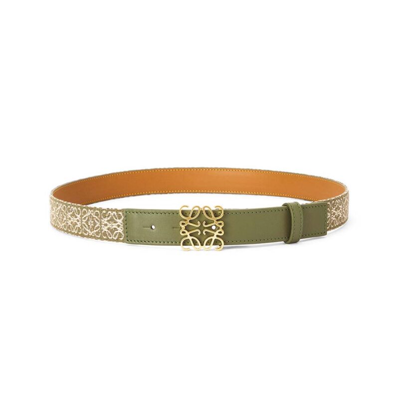 Loewe Women Anagram Belt in Jacquard and Calfskin
