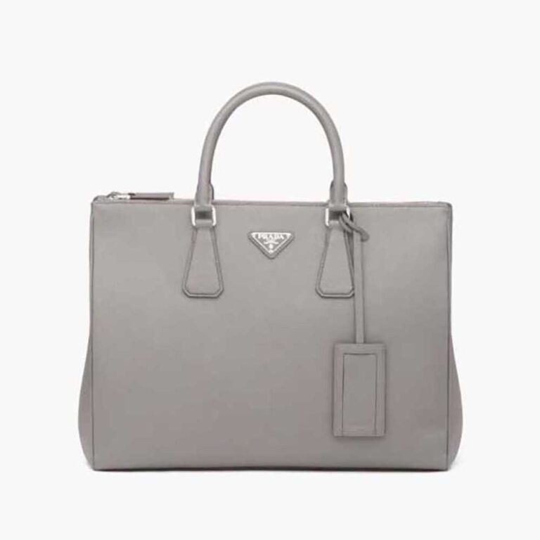 Prada Men Saffiano Leather Prada Galleria Bag-silver