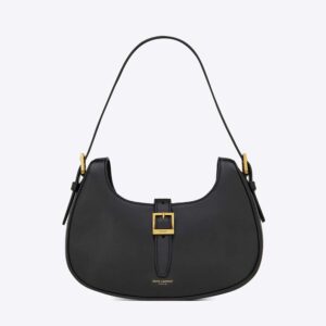 Saint Laurent YSL Women Le Fermoir Hobo Bag in Shiny Leather