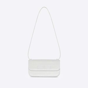 Balenciaga Women Gossip Small Bag in Extra Supple Crocodile Embossed Calfskin in White