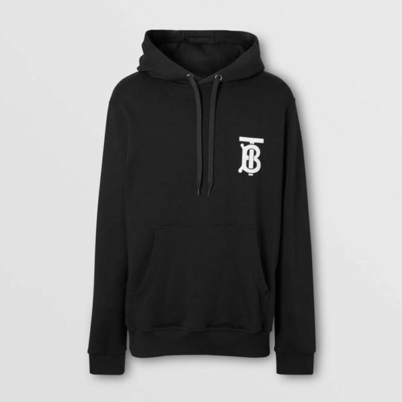 Burberry Men Monogram Motif Cotton Hoodie-Black