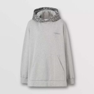 Burberry Men Monogram Print Cotton Oversized Hoodie