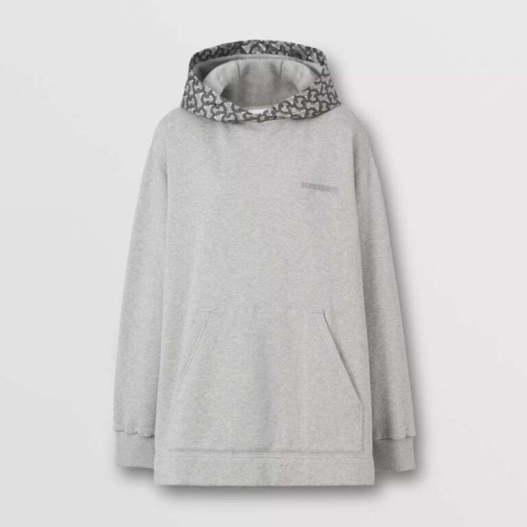 Burberry Men Monogram Print Cotton Oversized Hoodie