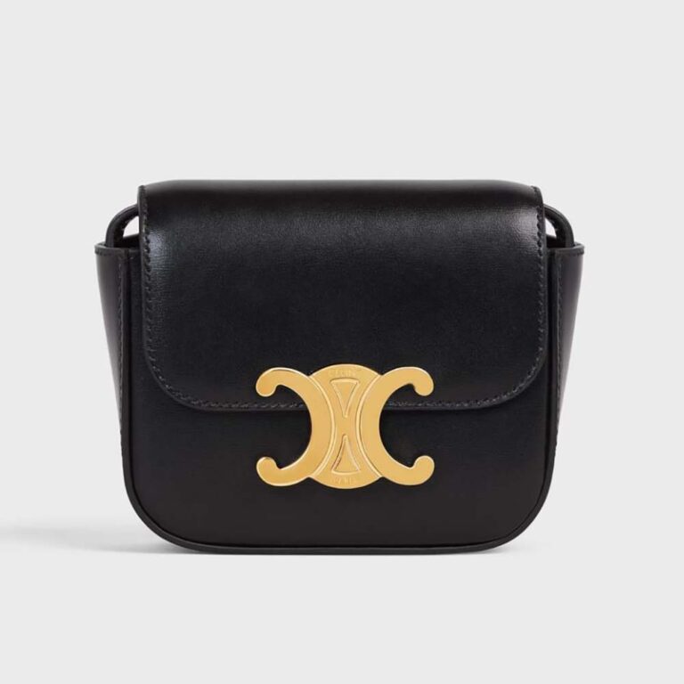 Celine Women Mini Triomphe in Shiny Calfskin-Black