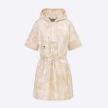 Dior Women Short Hooded Dress Gold-Tone Technical Taffeta Jacquard