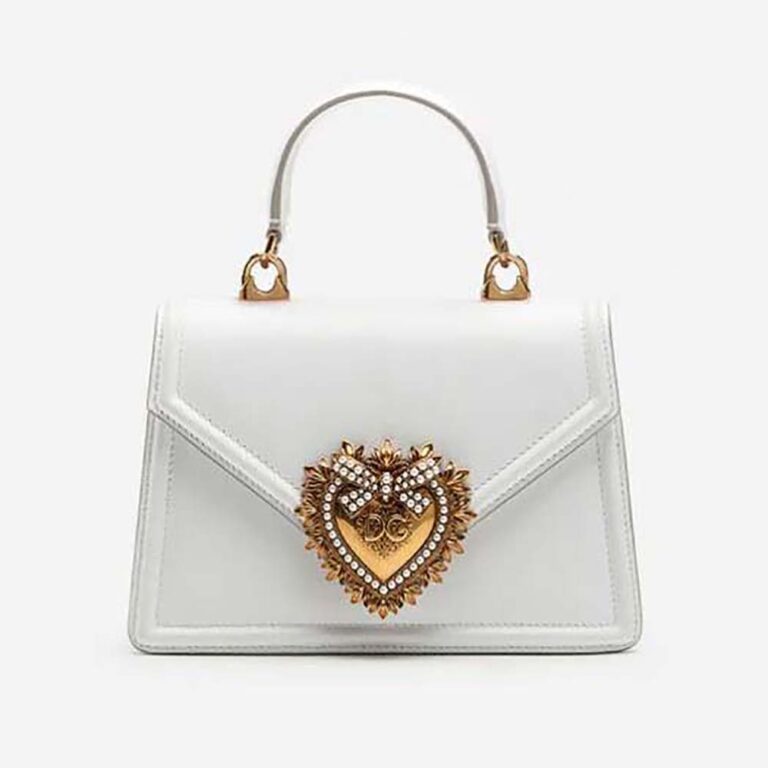 Dolce Gabbana D&G Women Small Smooth Calfskin Devotion Bag-White
