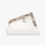 Fendi Women First Small White Leather Bag with Exotic Details