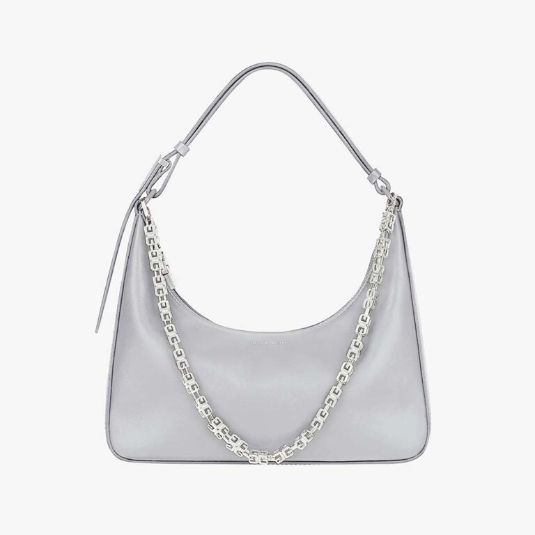 Givenchy Women Small Moon Cut Out Bag in Leather-Silver