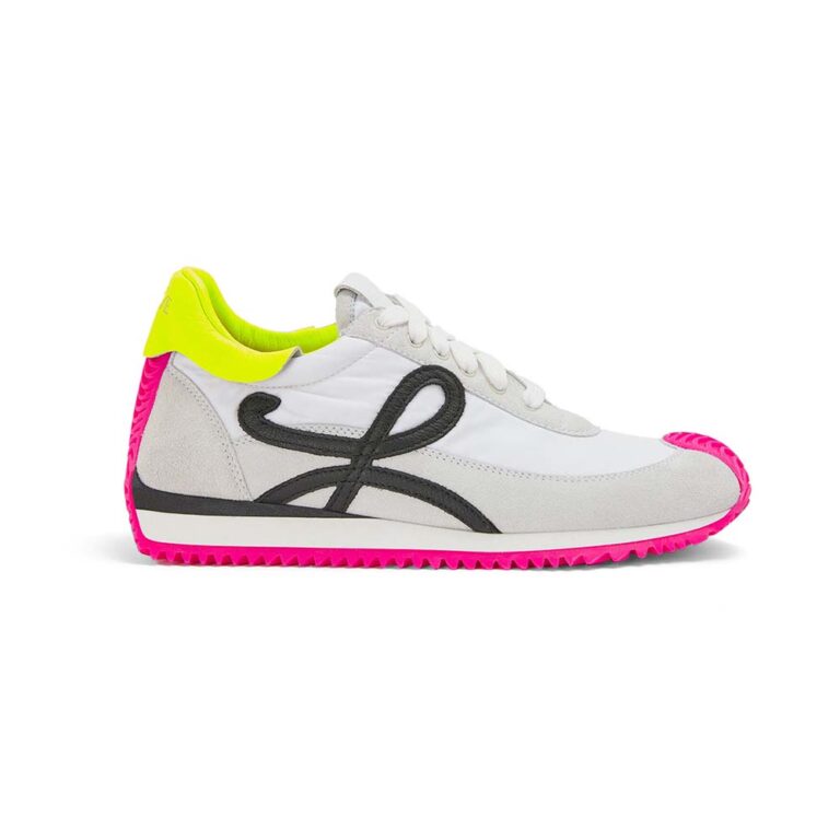 Loewe Women Flow Runner in Nylon and Suede-Pink