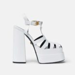 Versace Women La Medusa Platform Sandals in Calf Leather-White