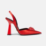 Versace Women La Medusa Satin Sling-Back Pumps in 105mm Heel Height-Red
