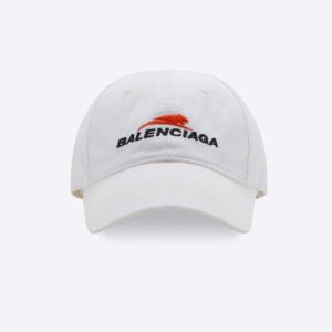 Balenciaga Women Year Of The Tiger Cap in White and Black Cotton Drill