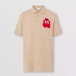 Burberry Men Monster Graphic Cotton Pique Oversized Polo Shirt-Sandy