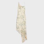 Celine Women Asymmetric Slip Dress in Silk Georgette