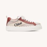 Chloe Women Lauren Sneaker in Leather with Canvas-Brown