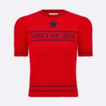Dior Women Christian Dior Short-Sleeved Sweater Red Cashmere and Wool Knit