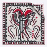 Dior Women Cupidon Square Scarf White Black and Red Silk Twill